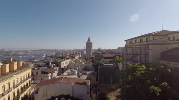 Attacco Gabbiano Attacco Gabbiano Nella Storica Torre Galata Drone Colpo — Video Stock