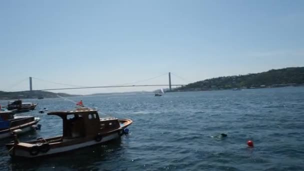 Meer Und Angelrute Angelrute Bosporus Hintergrund — Stockvideo
