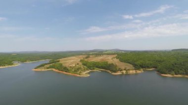  Göl kıyısı, gökyüzü mavisi göl kıyısı ve orman.