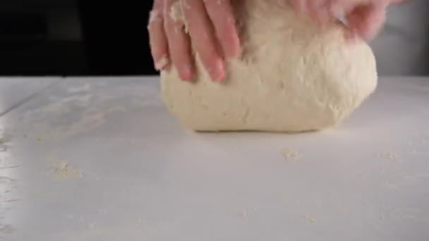 Dough Kneading Chef Dough Kneading Cooking — Vídeos de Stock
