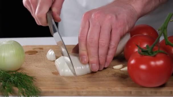 Chopping Onions Chef Chopping Onions Knife – stockvideo