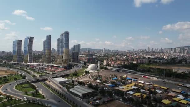 Rich Poor City Aerial Shot Rich Poor Neighborhoods — Stock Video