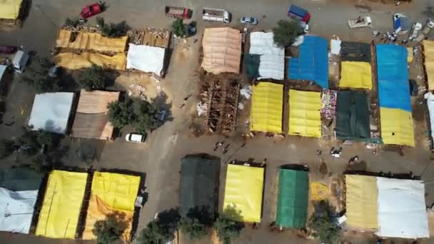 Colorful Tents Aerial Colorful Tents Market Place — Vídeos de Stock