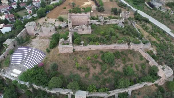 Medieval Castle Aerial Historical Medieval Castle Istanbul — ストック動画