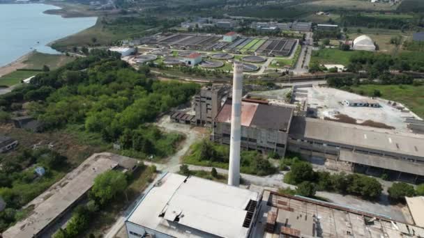 Factory Chimney Aerial Shot Factory Factory Chimney — Video