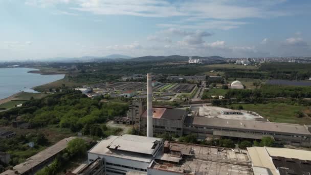 Factory Pipe Aerial Shot Long Factory Pipe Nature — Stok Video