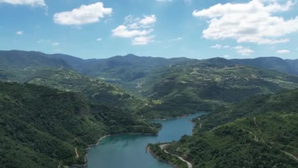 Aerial Clouds Hyperlapse Aerial Lake Mountains Clouds Hyperlapse — Vídeos de Stock