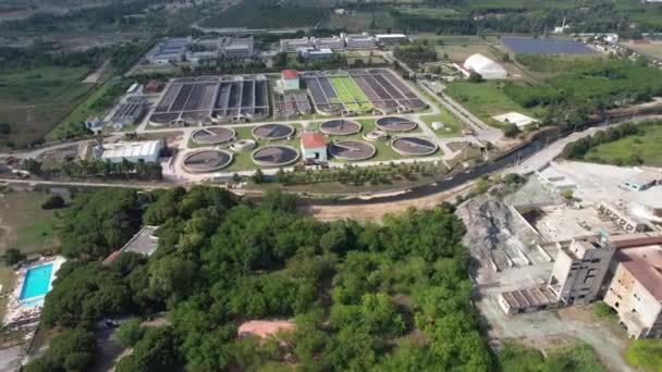 Water Treatment Plant Aerial Water Treatment Plant Industrial Zone — Vídeos de Stock