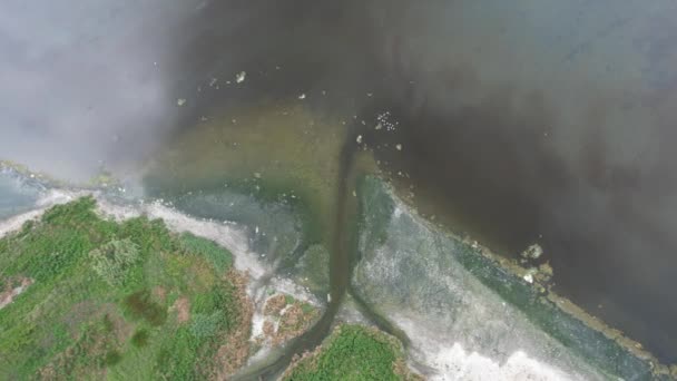 Sea Pollution Aerial Sea Pollution Coastline — стоковое видео