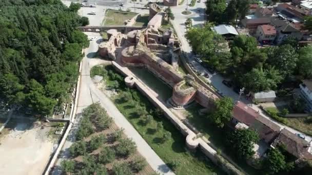 City Walls Aerial Historic City Walls Entrance — Vídeos de Stock