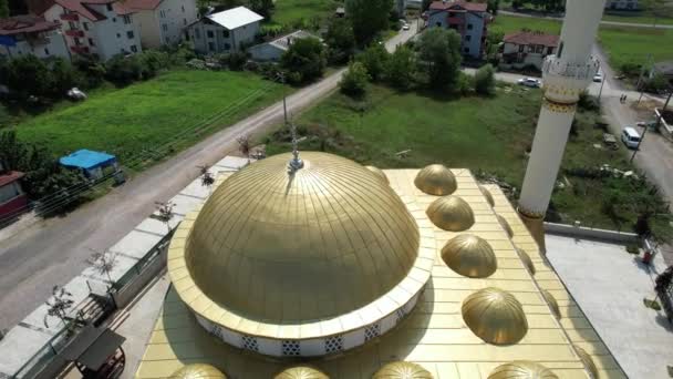 Golden Color Mosque Aerial Golden Color Mosque Dome — 图库视频影像