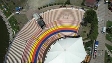 colorful amphitheater, aerial modern and colorful amphitheater