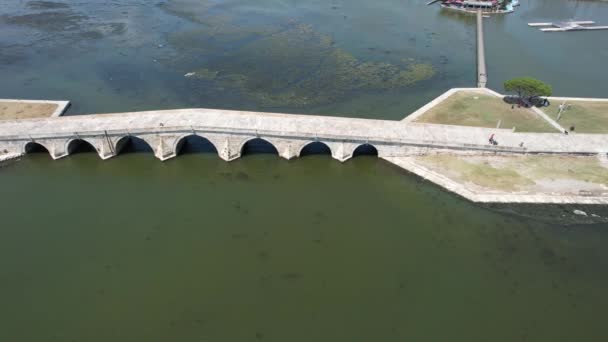 Magnificent Suleiman Bridge Aerial Historical Sultan Magnificent Suleiman Bridge — Stockvideo