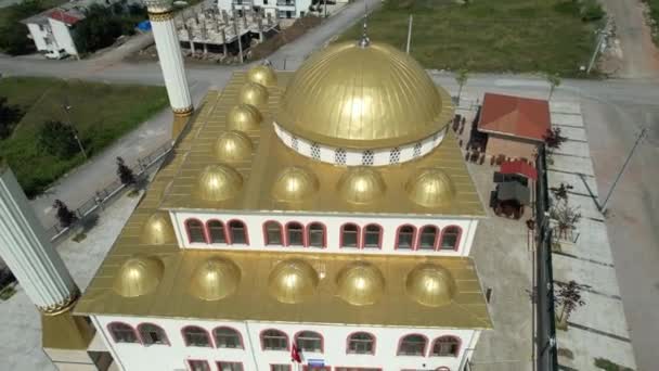 Mosque Dome Aerial Golden Color Mosque Dome — Stock Video