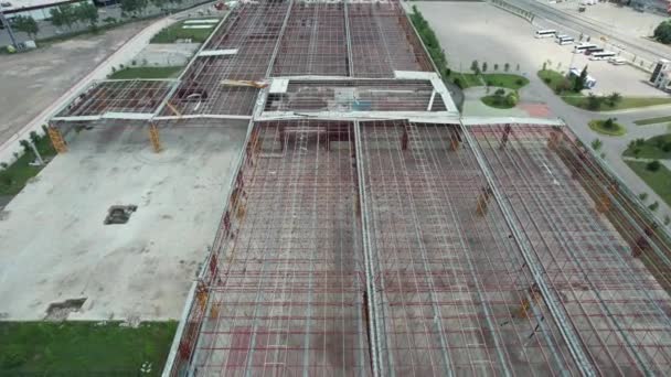 Staalbouw Bouw Van Staalconstructies Vanuit Lucht — Stockvideo