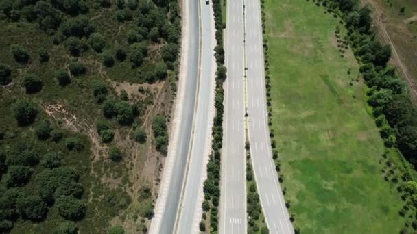 Multi Lane Highway Aerial Shot Multi Lane Highway Cars — Video Stock