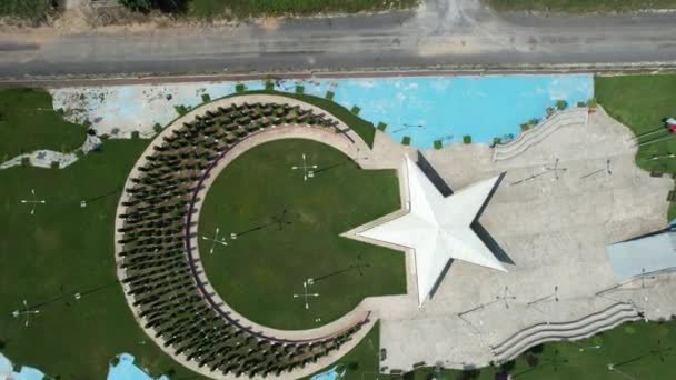 Turkish Flag Park Aerial Shot Turkish Flag Shaped Park — 비디오