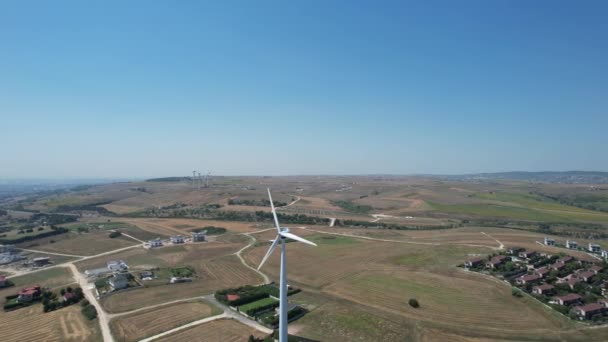 Aerial Wind Turbine Electricity Generation — Vídeo de Stock