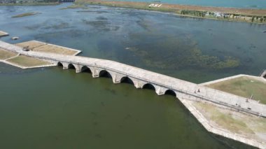 historical bridge, aerial historical bridge in istanbul built by ottoman