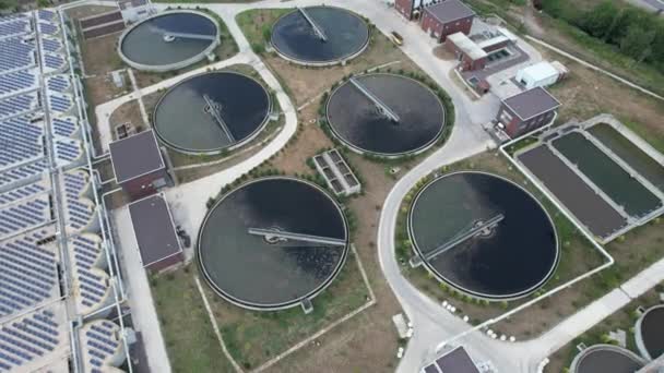 Water Treatment Plant Aerial Water Treatment Plant Clean Dirty Water — Stockvideo