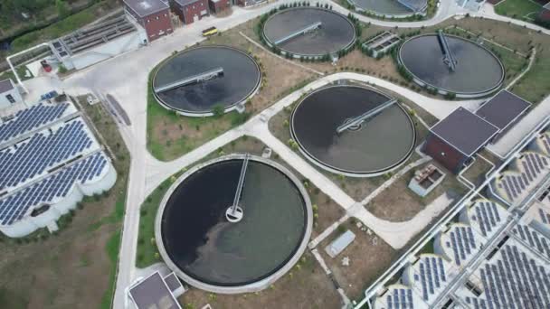 Water Treatment Plant Aerial Water Treatment Plant Solar Energy — 图库视频影像