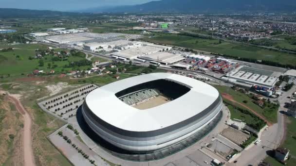 Soccer Stadium Aerial Soccer Stadium Landscape — Stock Video