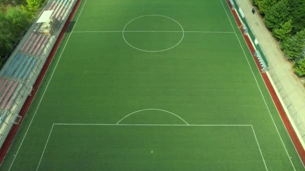 Football Field Aerial Football Field Green Grass — Stockvideo