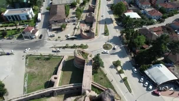 Wall Gate Aerial Historical Wall Gate Iznik City — Stockvideo