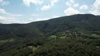 forest mountains , aerial forest mountains and blue sky