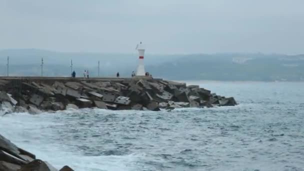 Waves Crashing Lighthouse Waves Crashing Shore — Vídeo de Stock
