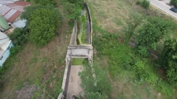 Water Canal Aerial Old Water Canal Green Trees — Stockvideo