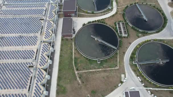 Water Treatment Plant Aerial Water Treatment Plant Solar Energy — Video Stock