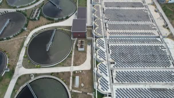 Water Treatment Plant Aerial Water Treatment Plant Solar Energy — ストック動画