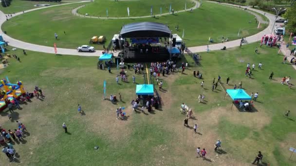 Festival Stage Aerial Shot Festival Stage Crowds — Stockvideo