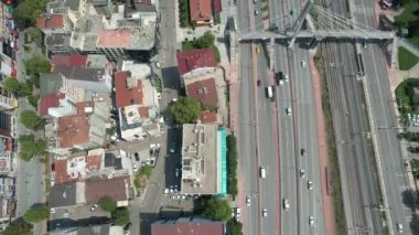 city traffic, aerial city traffic and highway