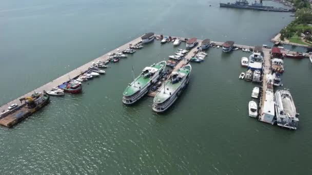 Passenger Ships Aerial Passenger Ships Port — Vídeos de Stock