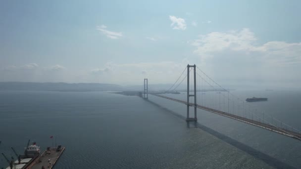 Bridge Aerial Osmangazi Bridge Marmara Sea Istanbul Turkey 2022 — Stock video