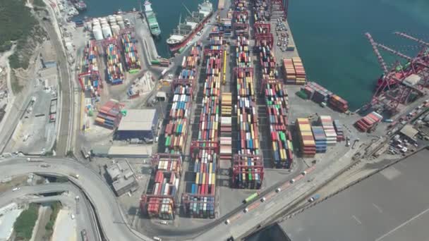 Industrial Cargo Port Aerial Shot Industrial Cargo Port — Wideo stockowe