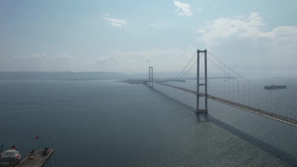 Aerial Suspension Bridge Osmangazi Bridge Turkey — Stock video