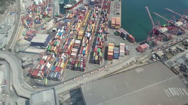 Container Port Aerial Container Port International Trade — Stok video