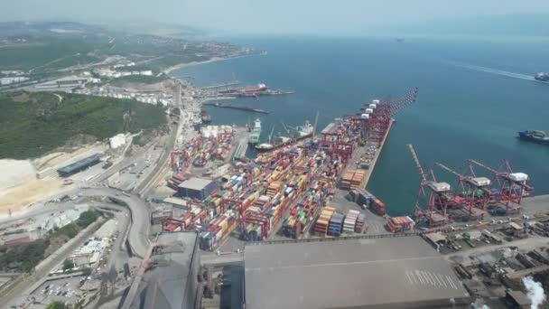Container Port Aerial Container Port Trade — Stock Video