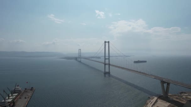 Suspension Bridge Aerial Suspension Bridge Sea — 비디오