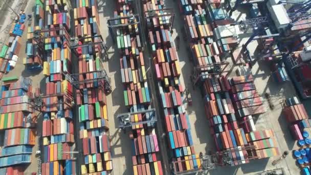 Container Port Aerial Container Port Loading Unloading — Stock video