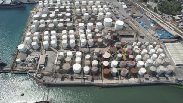 Oil Tanks Aerial Oil Tanks Warehouse — Vídeo de Stock