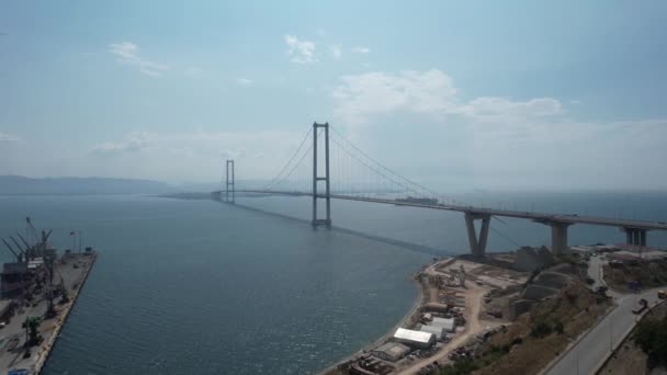 Osmangazi Bridge Aerial Osmangazi Suspension Bridge Turkey Marmara Sea — Stock video