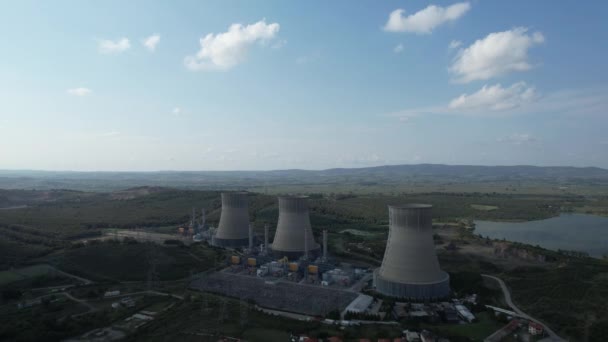 Planta Energía Nuclear Planta Nuclear Tiro Aéreo Para Generación Eléctrica — Vídeos de Stock