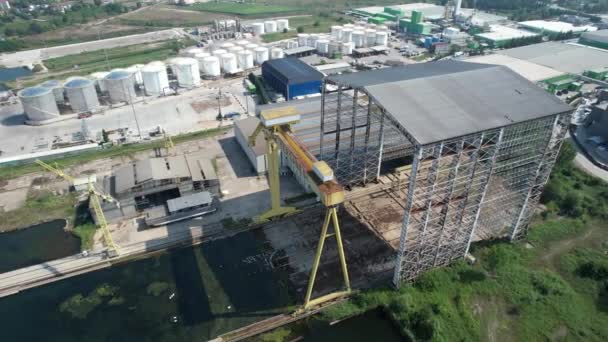 Shipyard Aerial Shot Shipyard Industrial Zone — ストック動画