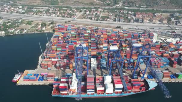 Container Luftcontainer Och Lastfartyg — Stockvideo
