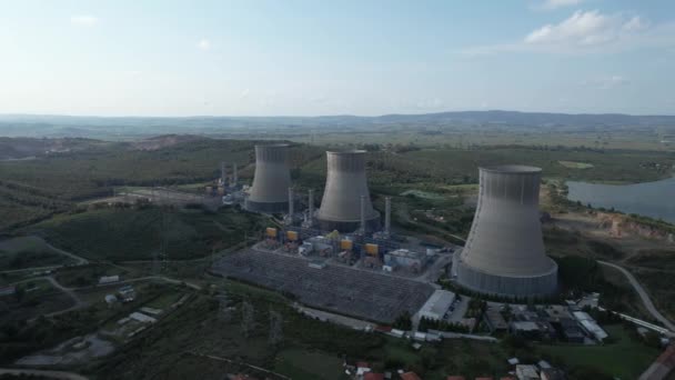 Central Eléctrica Chaminé Central Eléctrica Aérea Geração Eléctrica — Vídeo de Stock