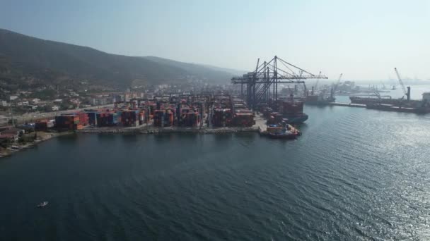 Import Export Port Aerial International Import Export Port Containers — Stock Video